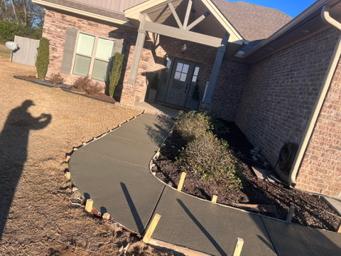Poured concrete walkway